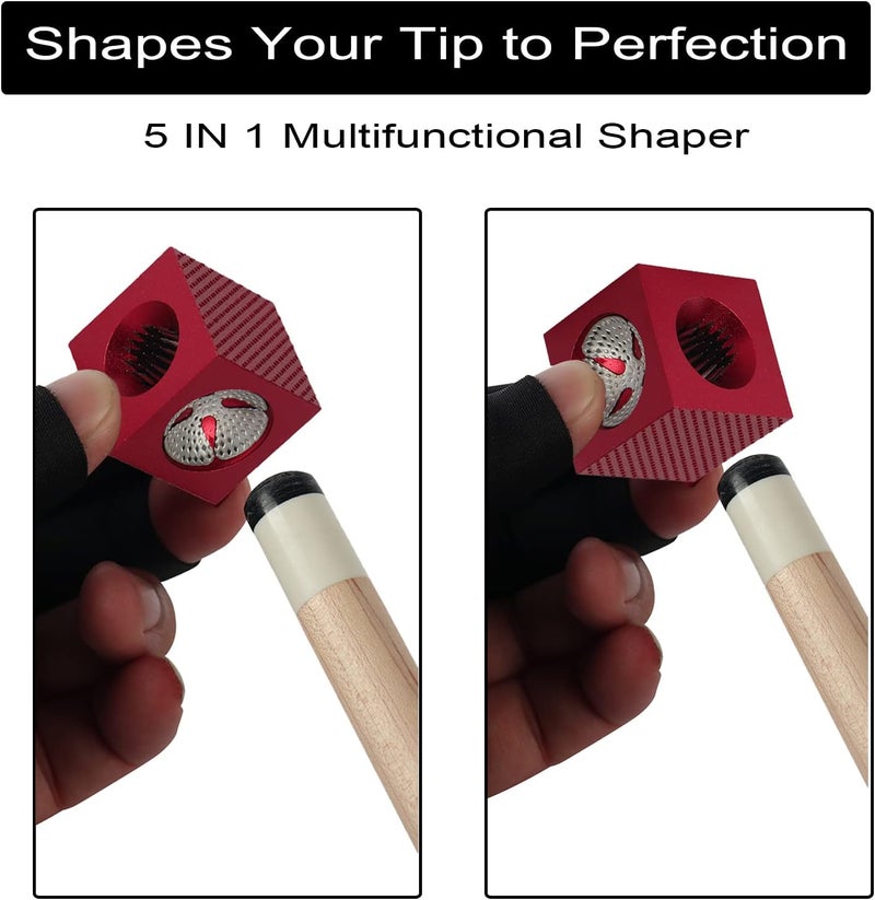 CUEELF Cube Billiard Pool Cue Tip Repair Tool 5-in-1 Pool Stick Shaper/Scuffer/Aerator/Burnisher/Pool Cue Stick Accessories - Image 4